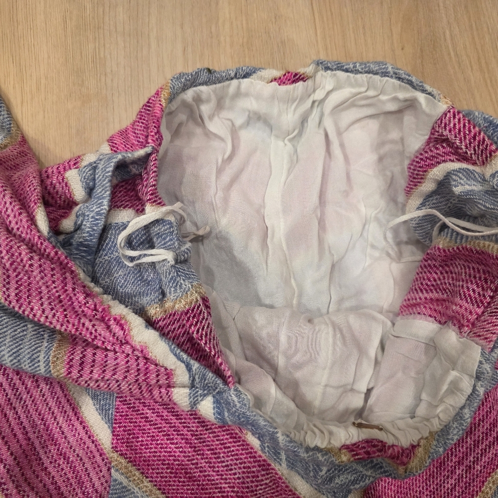 Free People- Pink & Blue Striped Embroidered Boho Romper - Picture 11 of 11